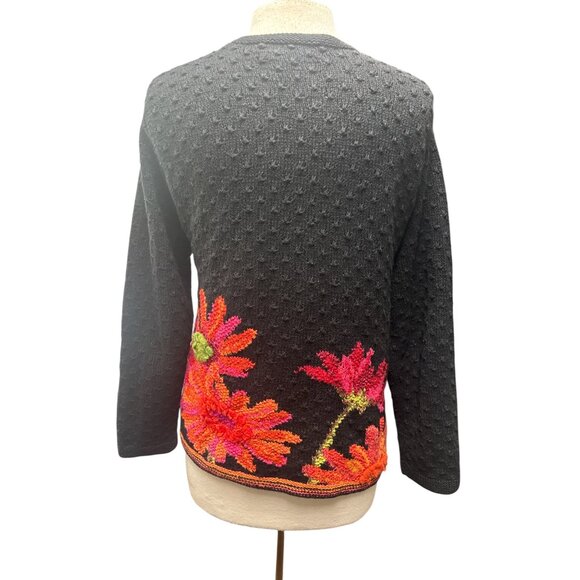 Handmade Susan Bristol Flower Knit Sweater | Bold Cottagecore Statement Cardigan - Picture 6 of 12